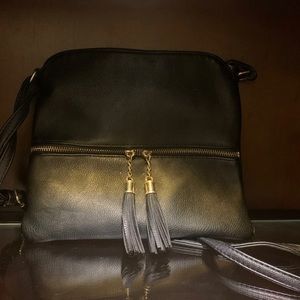 Black and gold crossbody bag